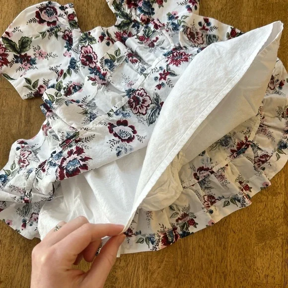 Janie and Jack Floral Puff Sleeve Dress Toddler Girls 12-18 Months - Picture 9 of 10